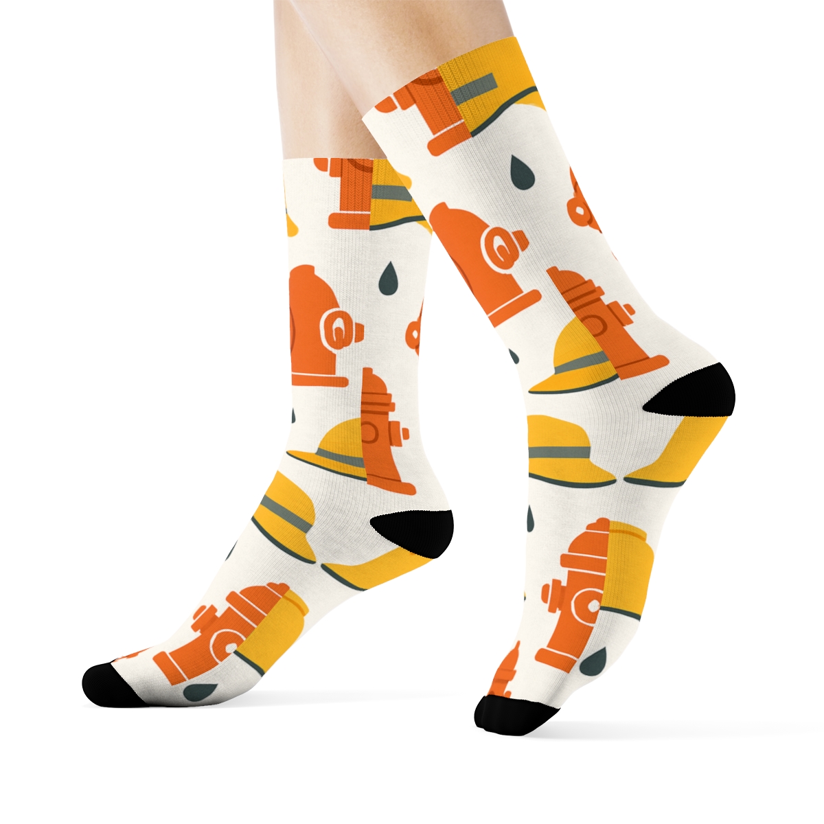 Fire Fighter Helmet And Hydrant Tessellation personalized crew socks