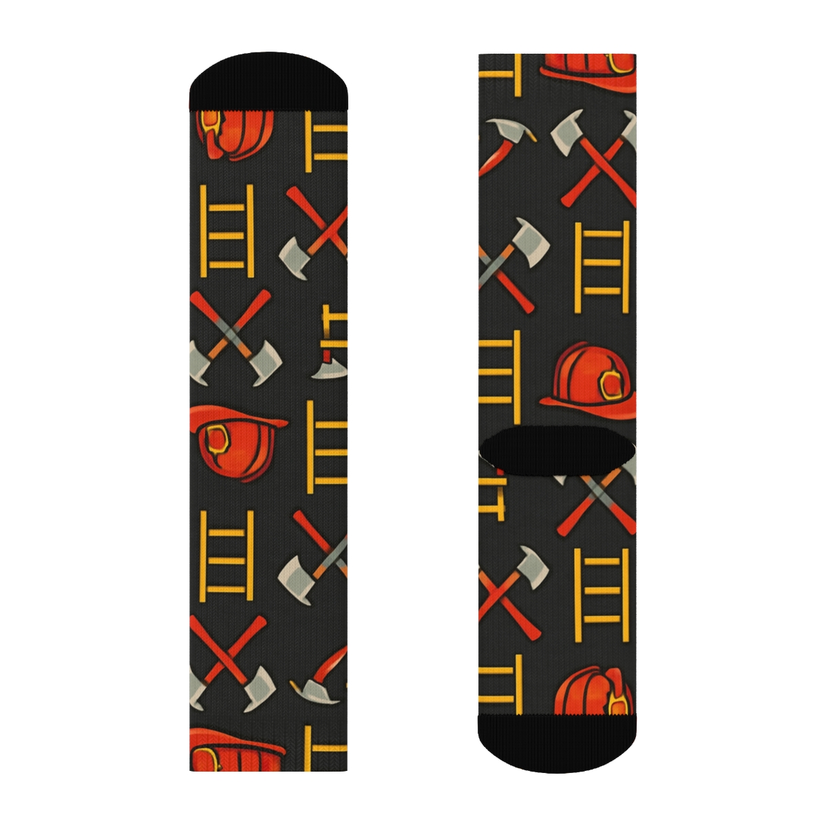 Fire Fighter Ladder Crest Grid Pattern designer printed crew socks