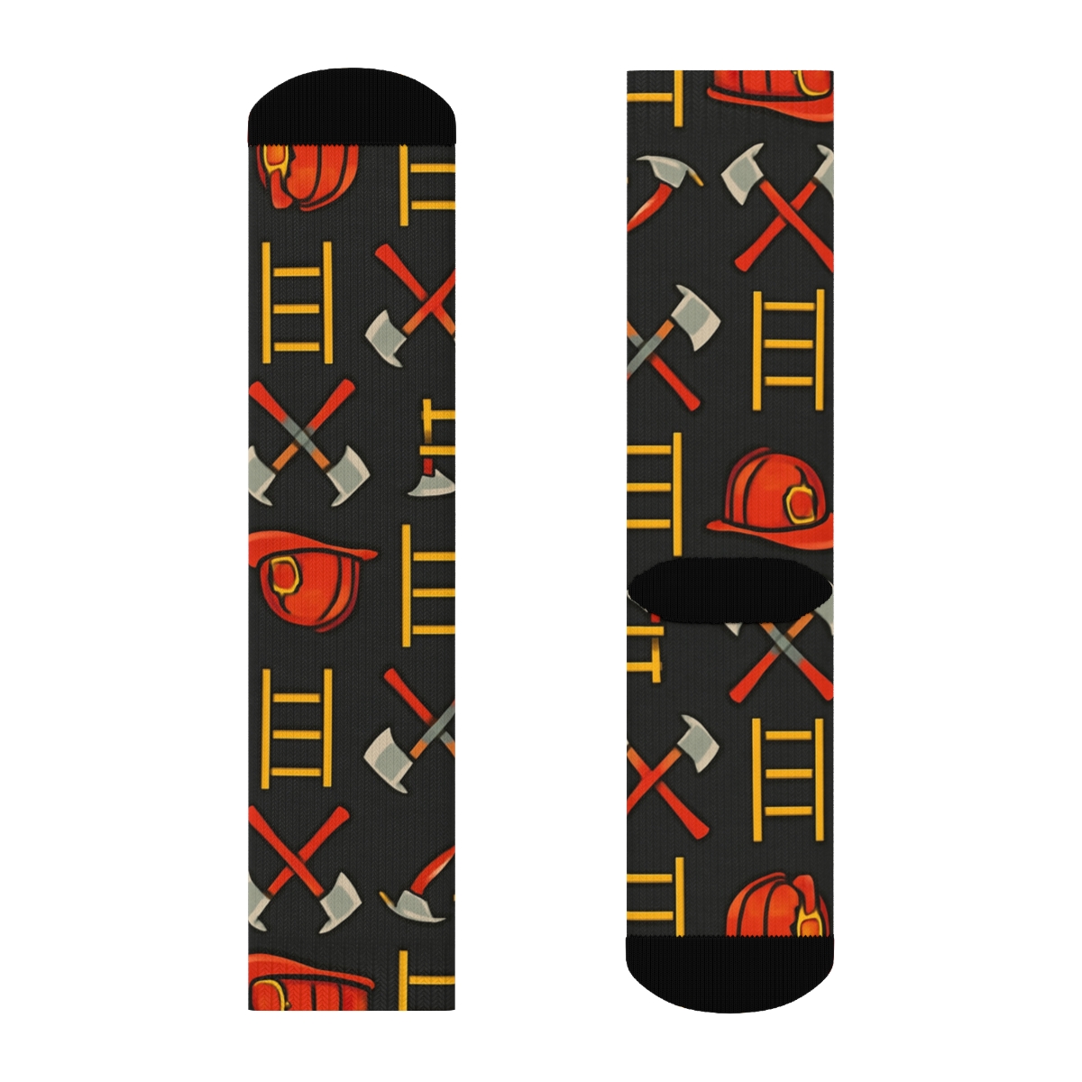 Fire Fighter Ladder Crest Grid Pattern designer printed crew socks