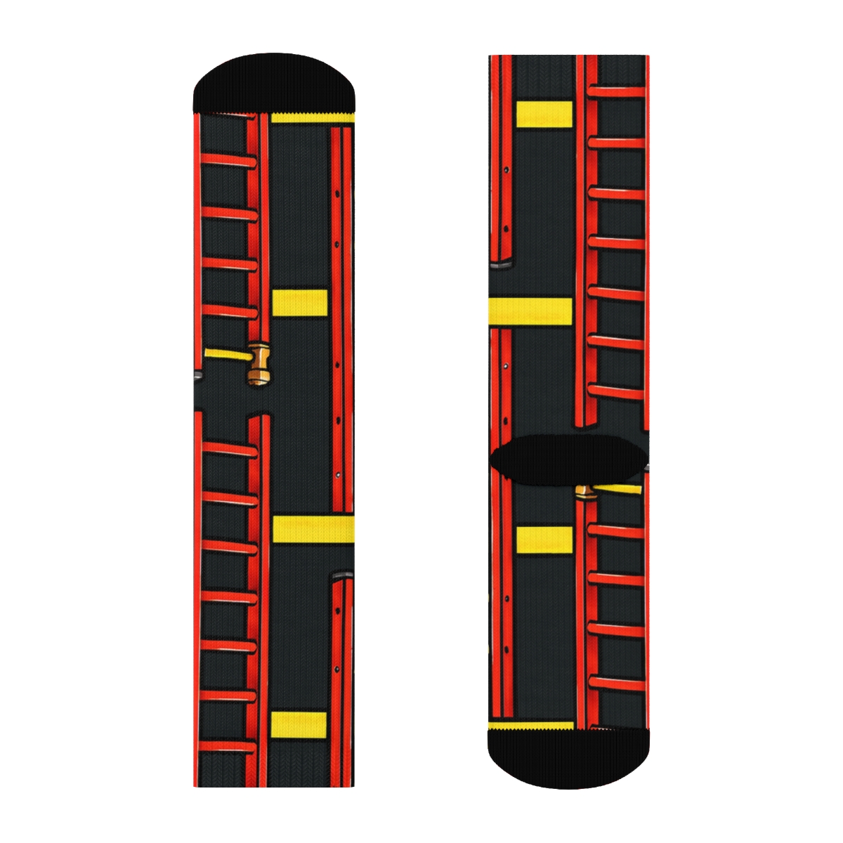 Fire Fighter Ladder Grid On Charcoal trendy patterned crew socks