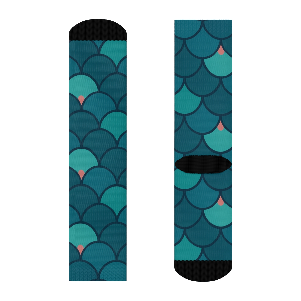 Fish Scale Chevron On Deep Teal Field unique graphic crew socks