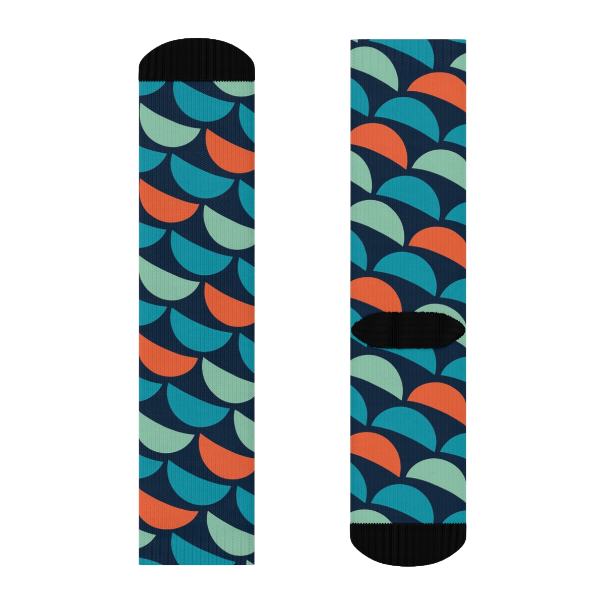 Fish Scale Drift On Midnight Current soft everyday crew socks