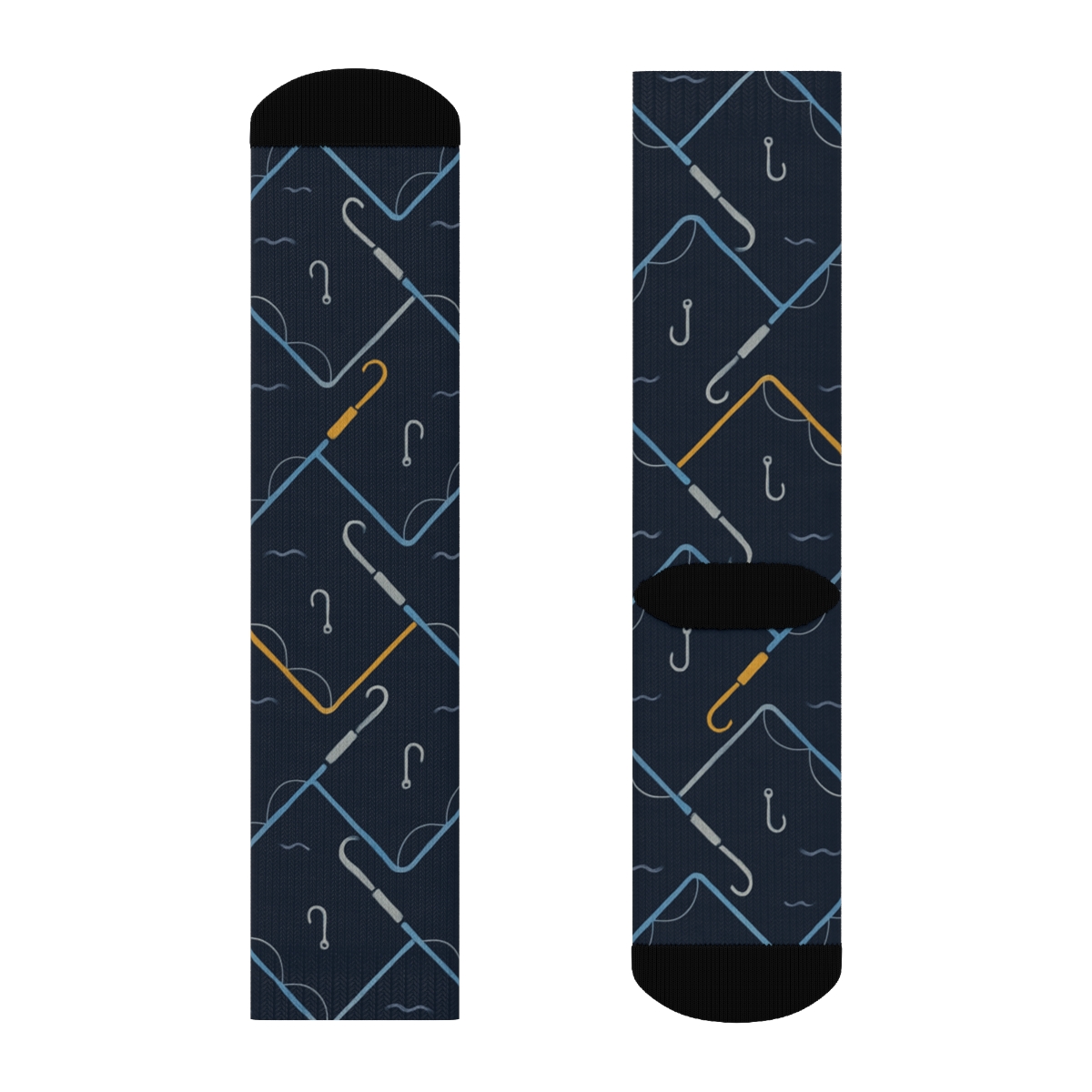 Fisher Rod Chevron On Night Navy unique graphic crew socks