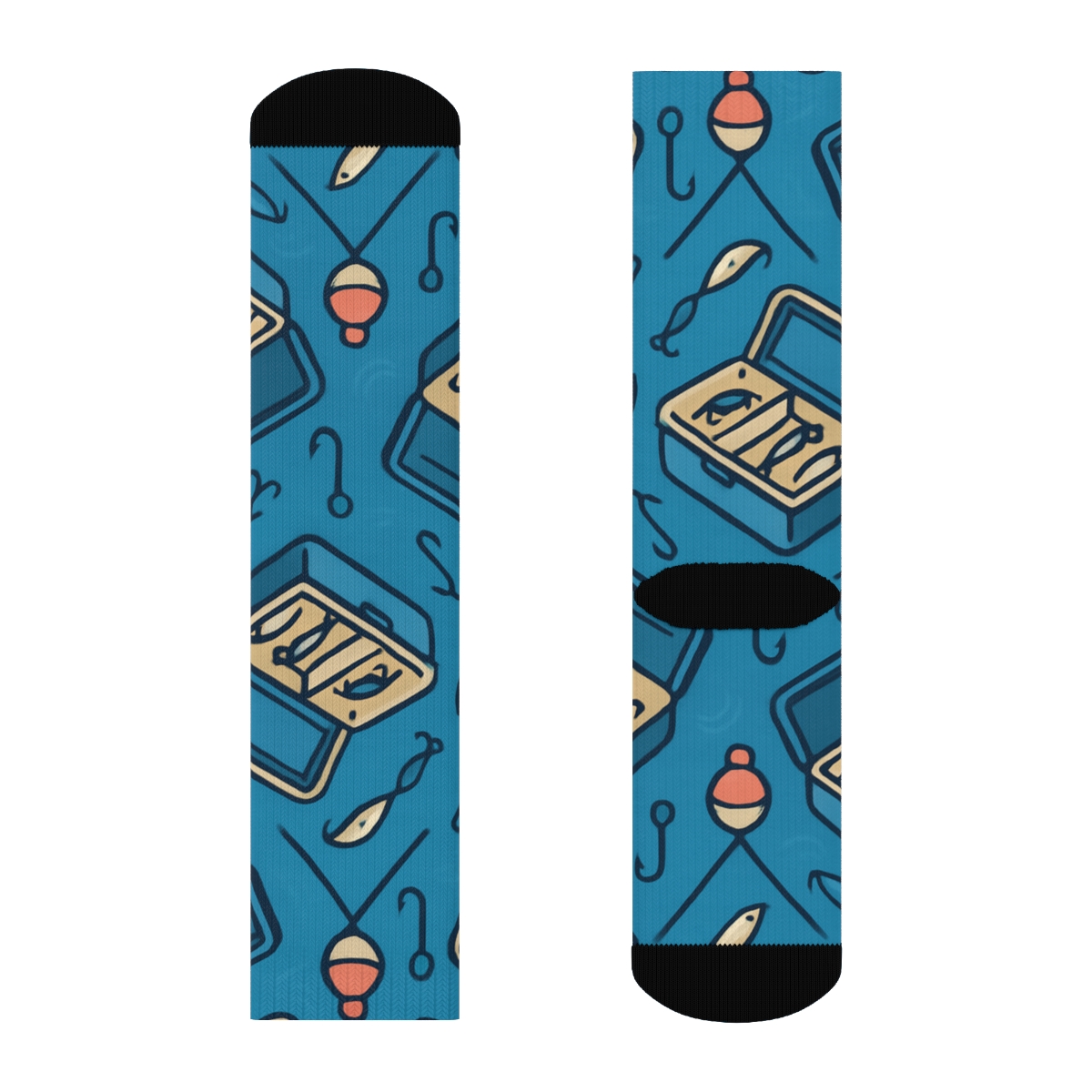 Fisher Tackle Box Lattice On Ocean Blue unique graphic crew socks