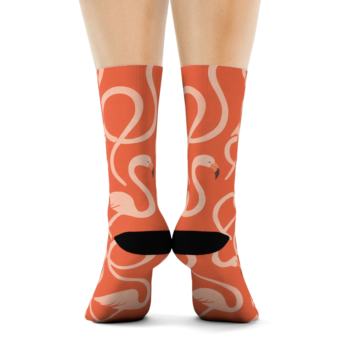 Flamingo Neck Loop Rhythm On Coral Field comfortable cotton crew socks