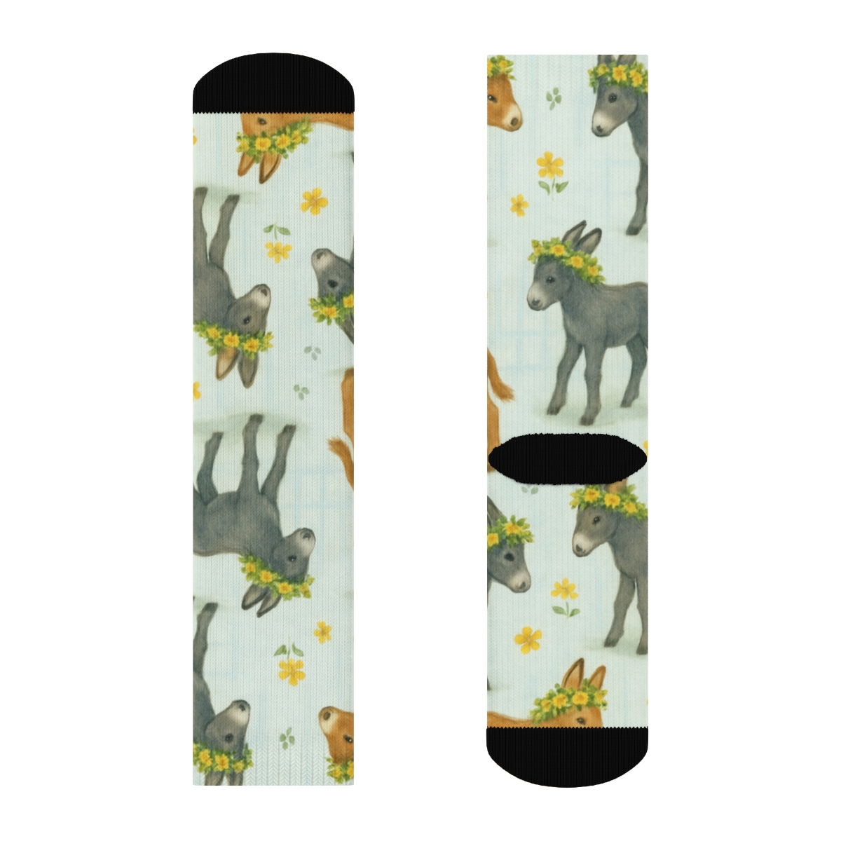Flower Garland Donkey-Scatter Pasture custom crew socks