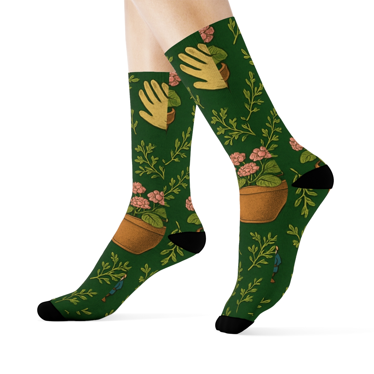 Flower Pot Lattice For Every Gardener designer printed crew socks