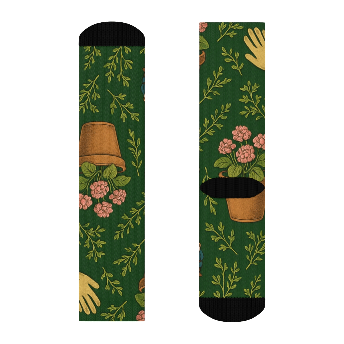 Flower Pot Lattice For Every Gardener designer printed crew socks