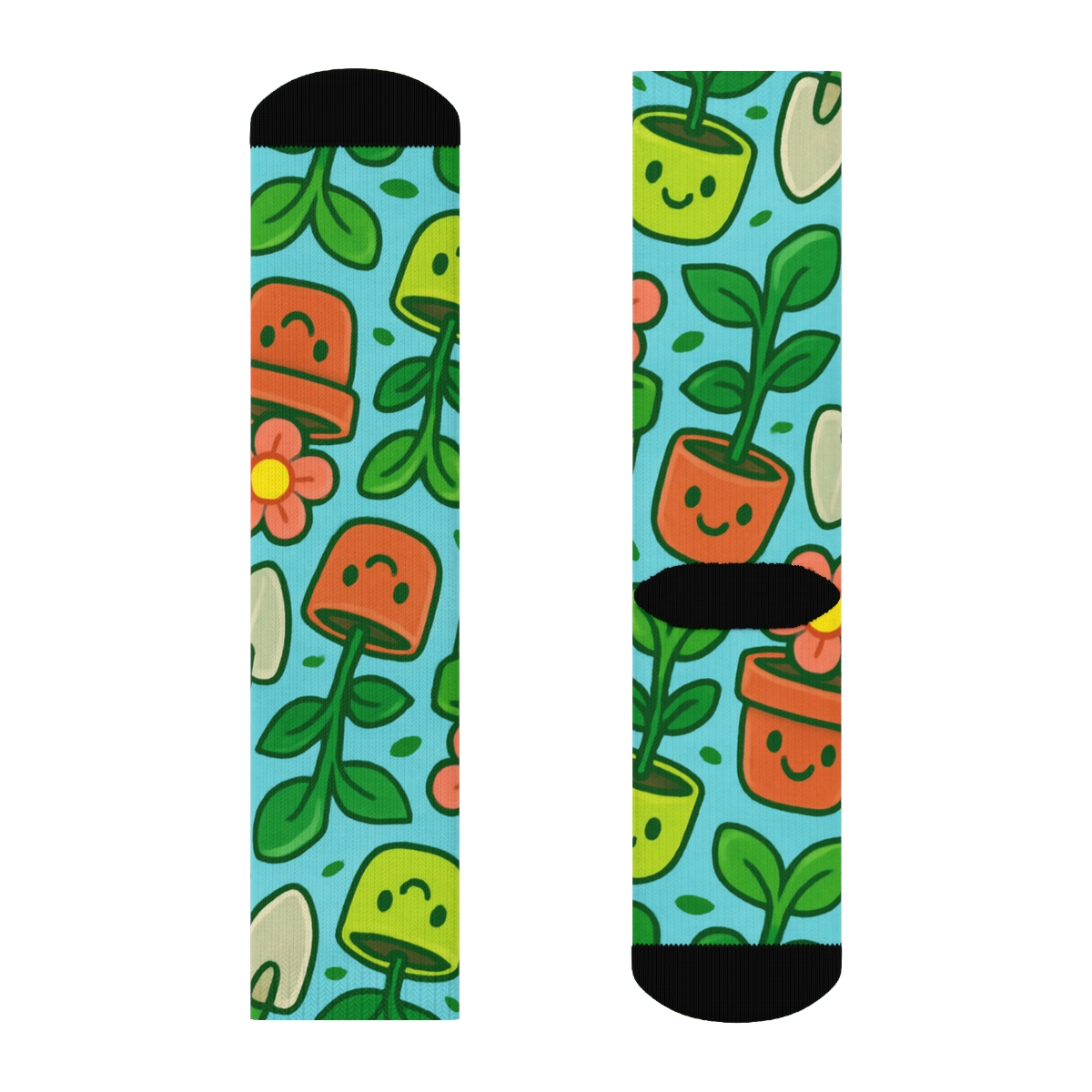 Flower Pot Parade With Gardener Charm unique graphic crew socks