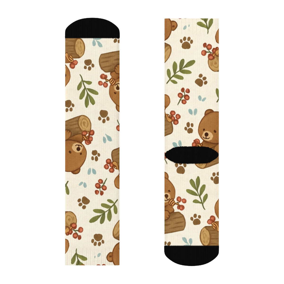 Forest Picnic Pattern With Bear Friends premium sports crew socks