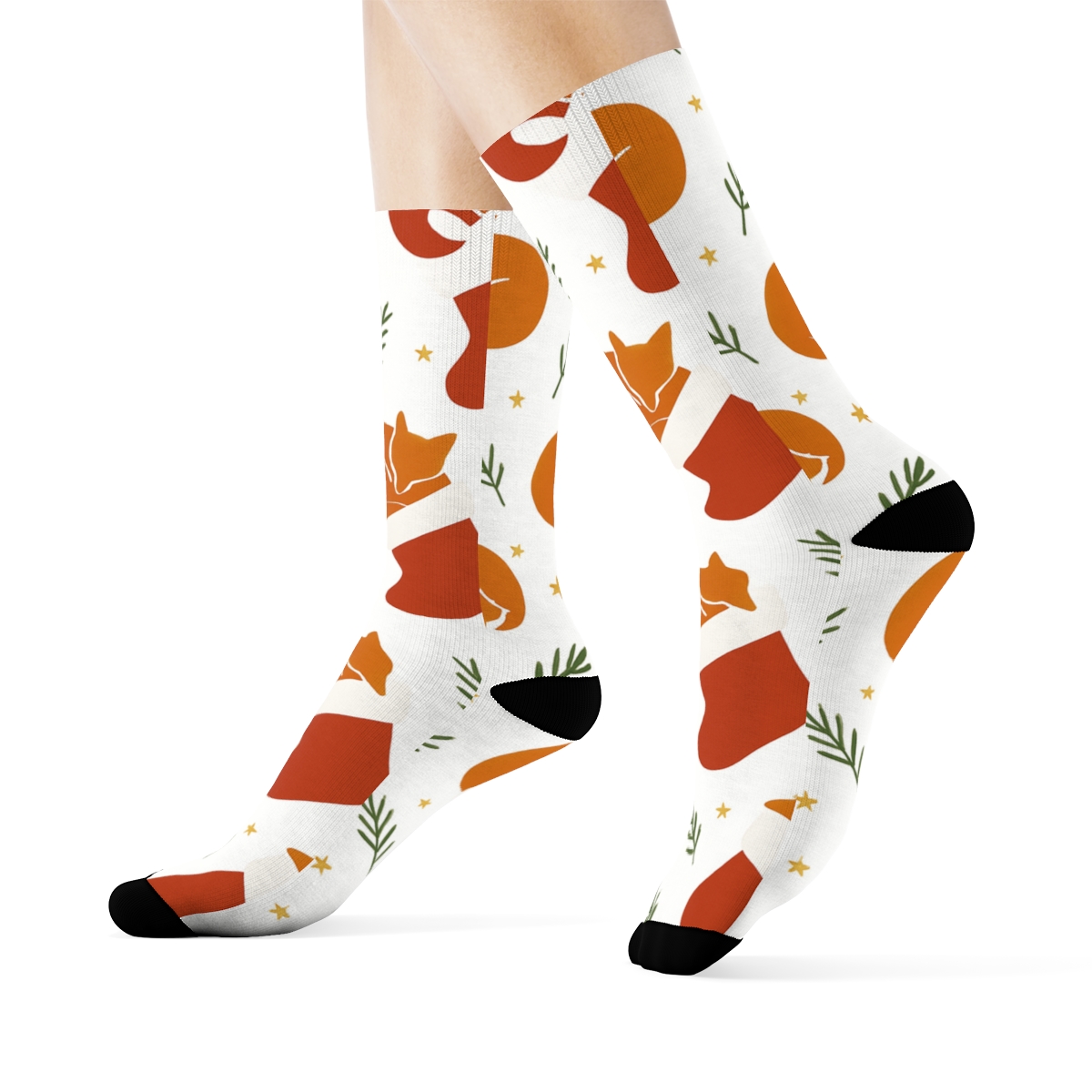 Fox Stocking Diagonal Garland designer printed crew socks