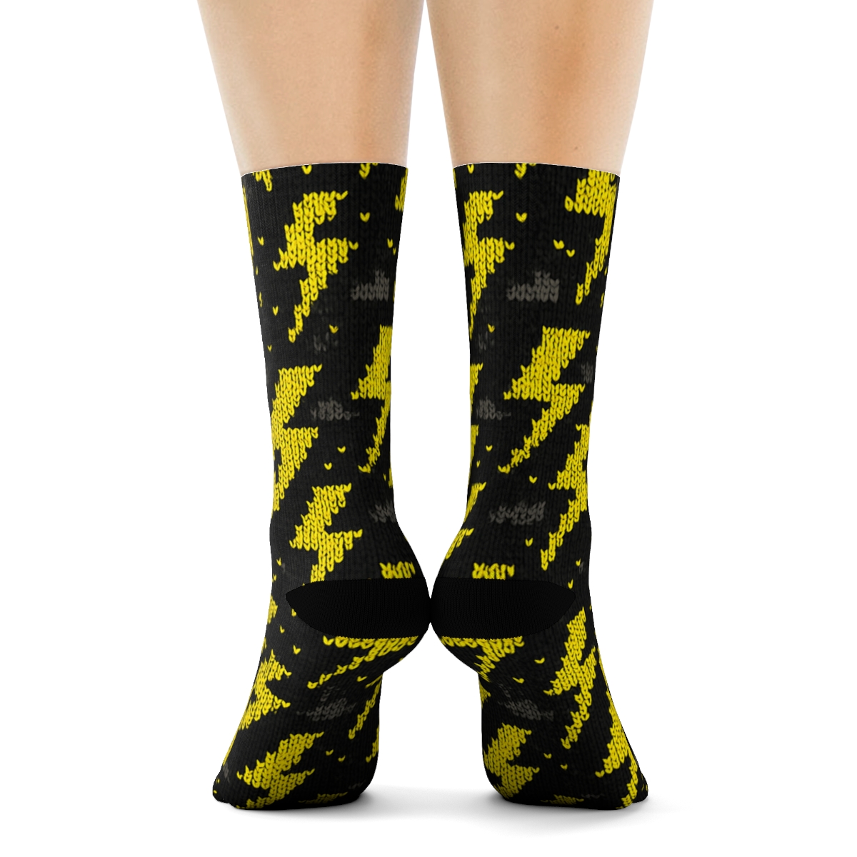 Fractal Bolt Chevron Grid stylish athletic crew socks