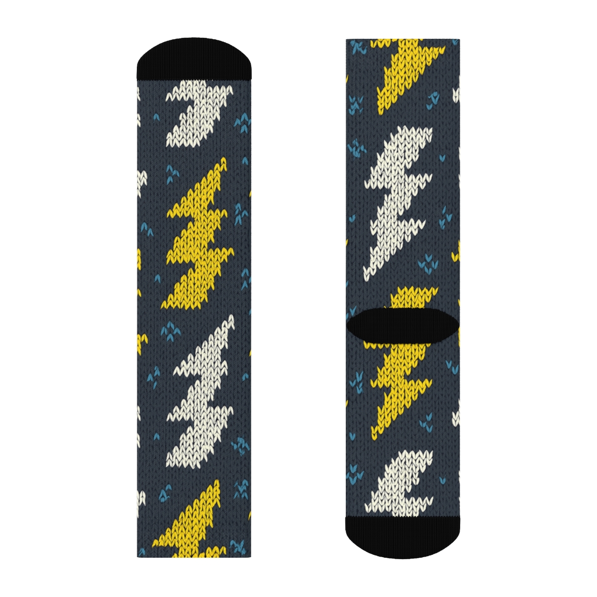 Fractal Bolt Chevron Knit On Charcoal Storm Ground personalized crew socks