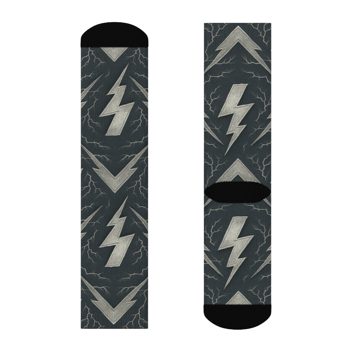 Fractal Chevron Silver premium sports crew socks