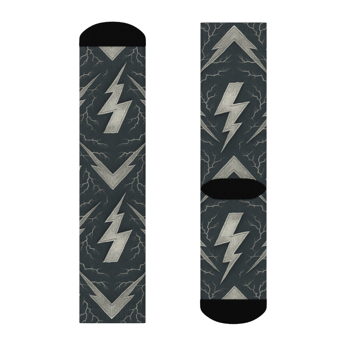 Fractal Chevron Silver premium sports crew socks