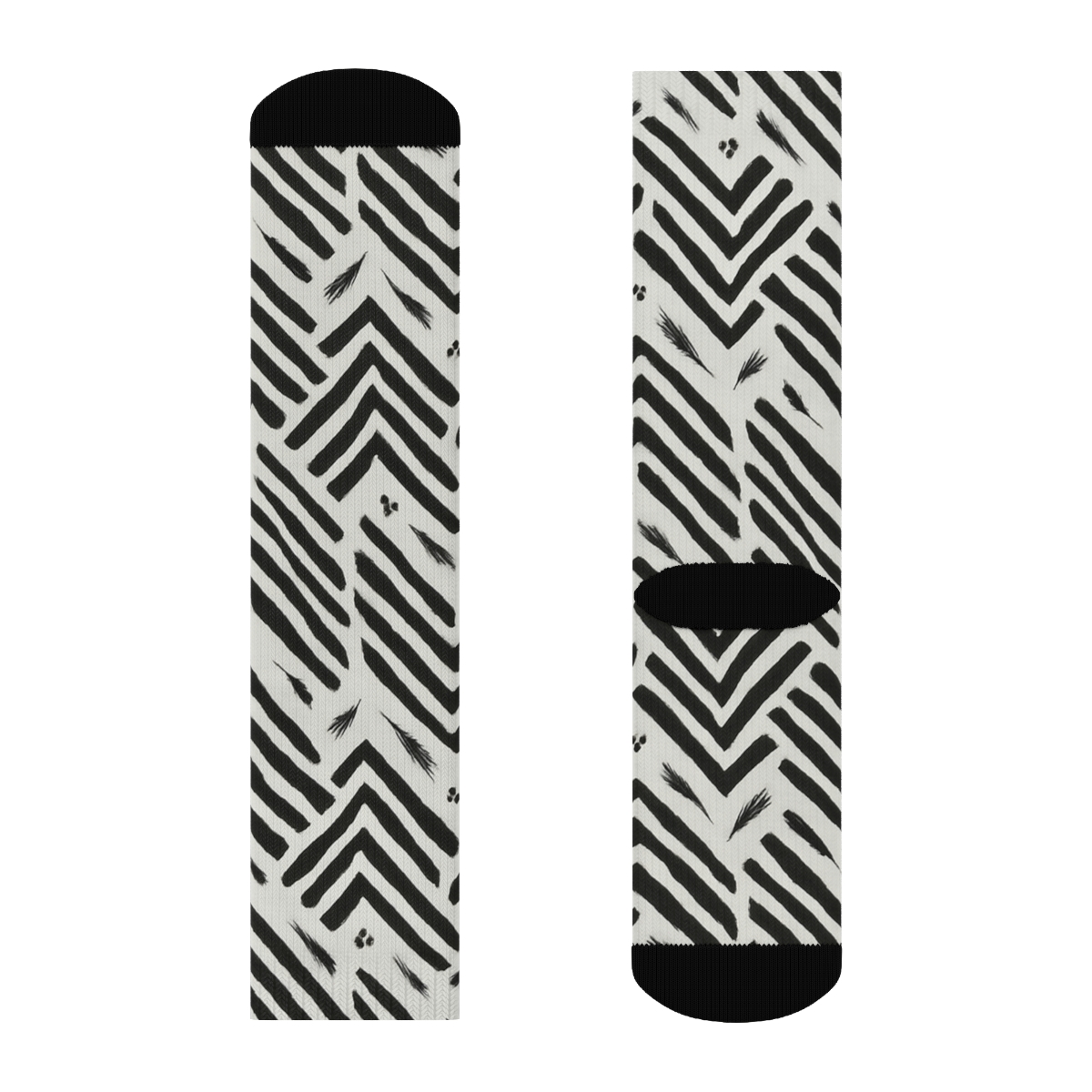 Fragmented Chevron Stripe Scatter designer printed crew socks