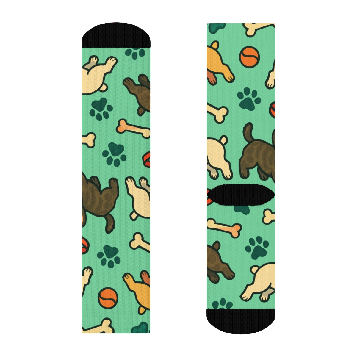 French Bulldog Park Parade Pattern designer printed crew socks