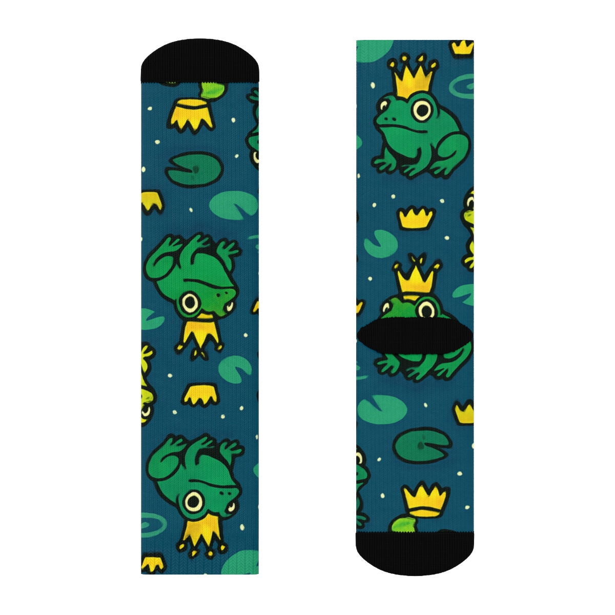 Frog Crown Constellation Pond Pattern unique graphic crew socks