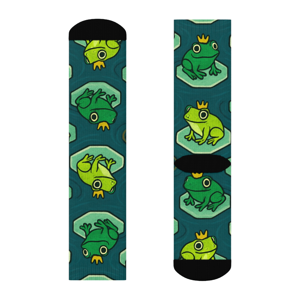 Frog Crown Lily Pad Lattice premium sports crew socks