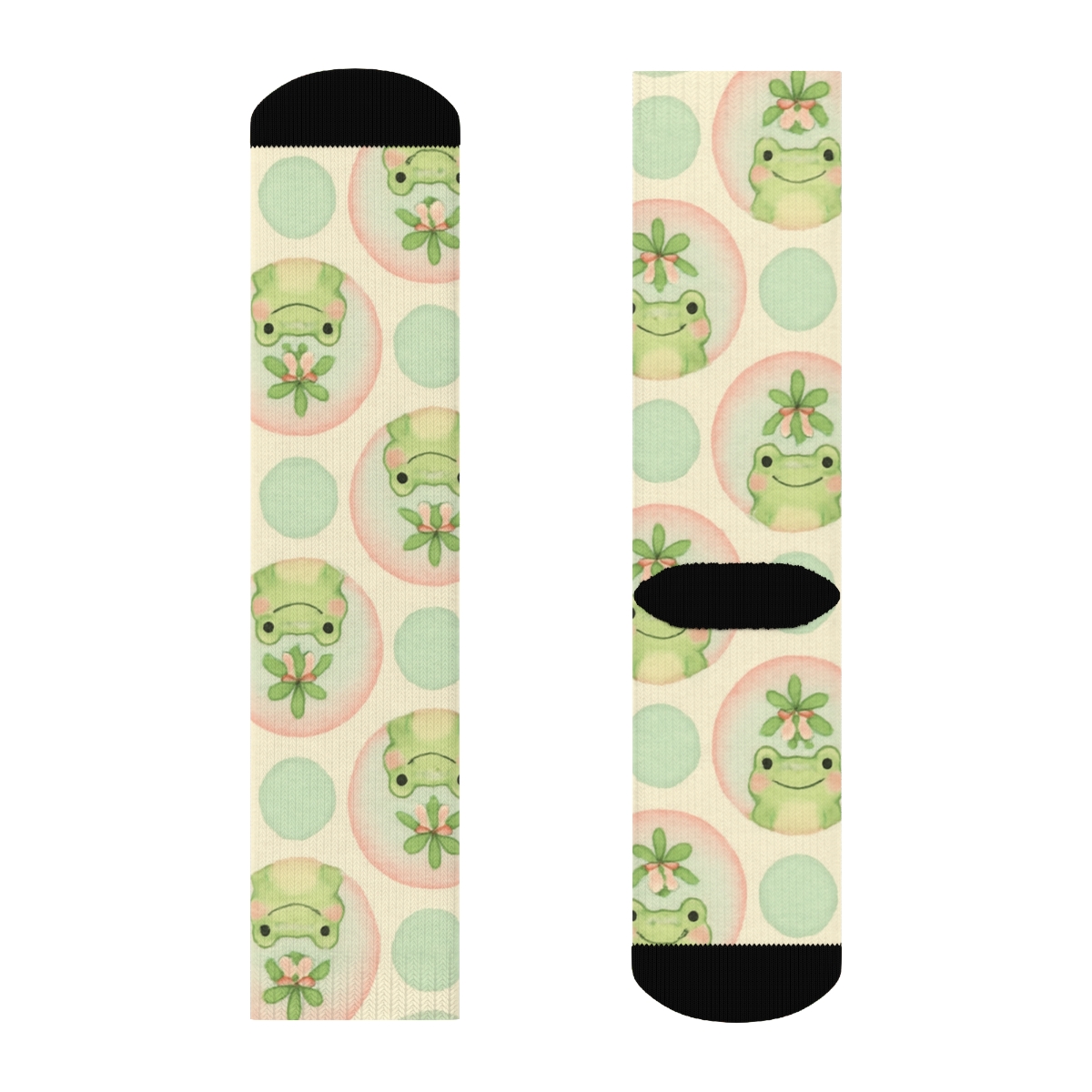 Frog Mistletoe Polka Rhythm unique graphic crew socks