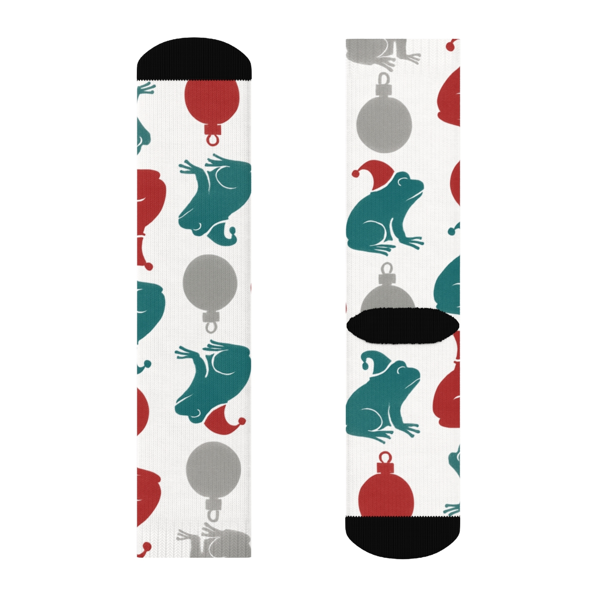 Frosted Frog Ornament Lattice designer printed crew socks