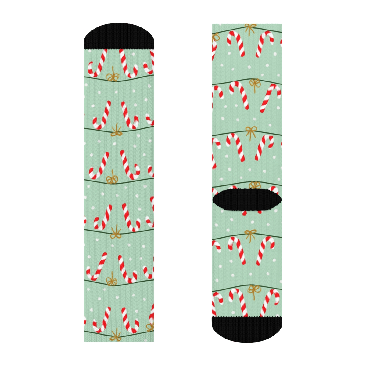Frosted Garland Border With Candy Canes Accents custom crew socks