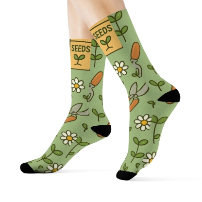 Gardener Meadow Tool Grid stylish athletic crew socks