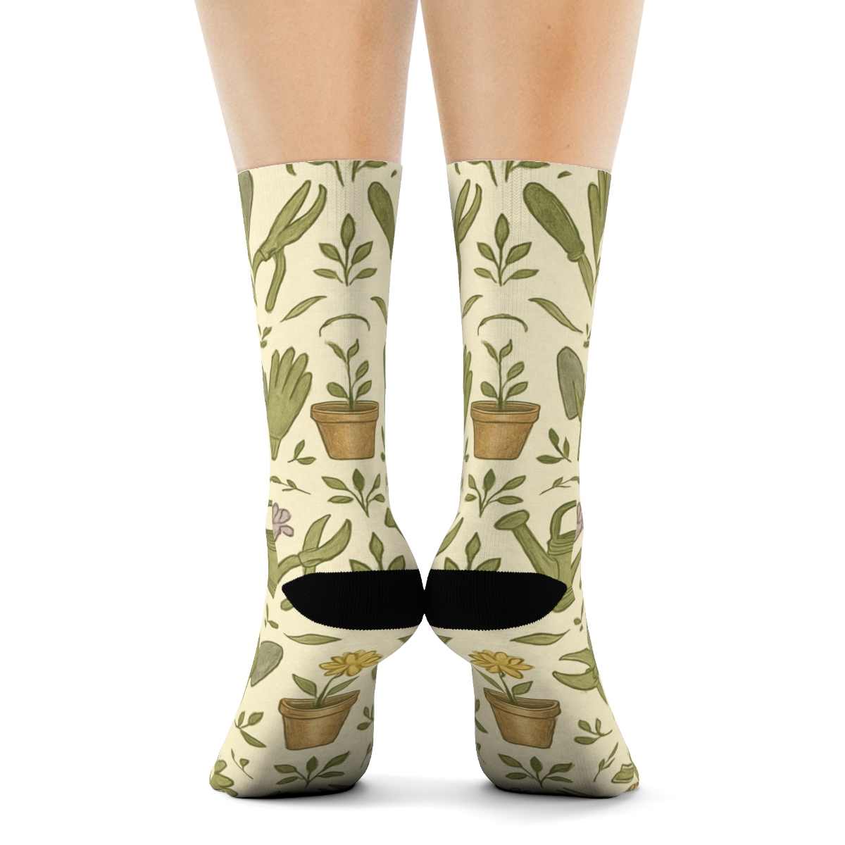 Gardener Tool Trellis Band Pattern unique graphic crew socks