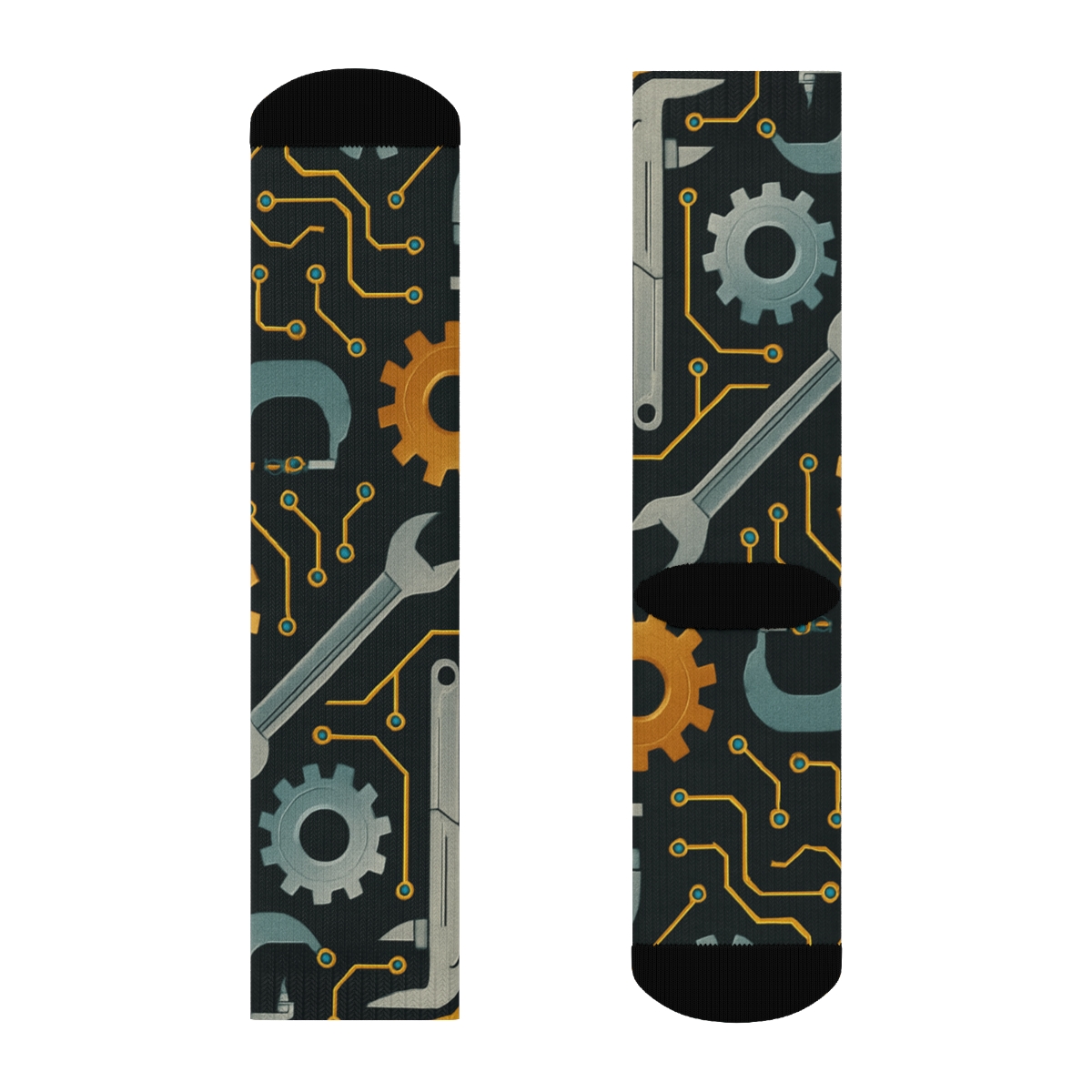 Gear Circuit Array With Mechanical Engineer Accents custom crew socks