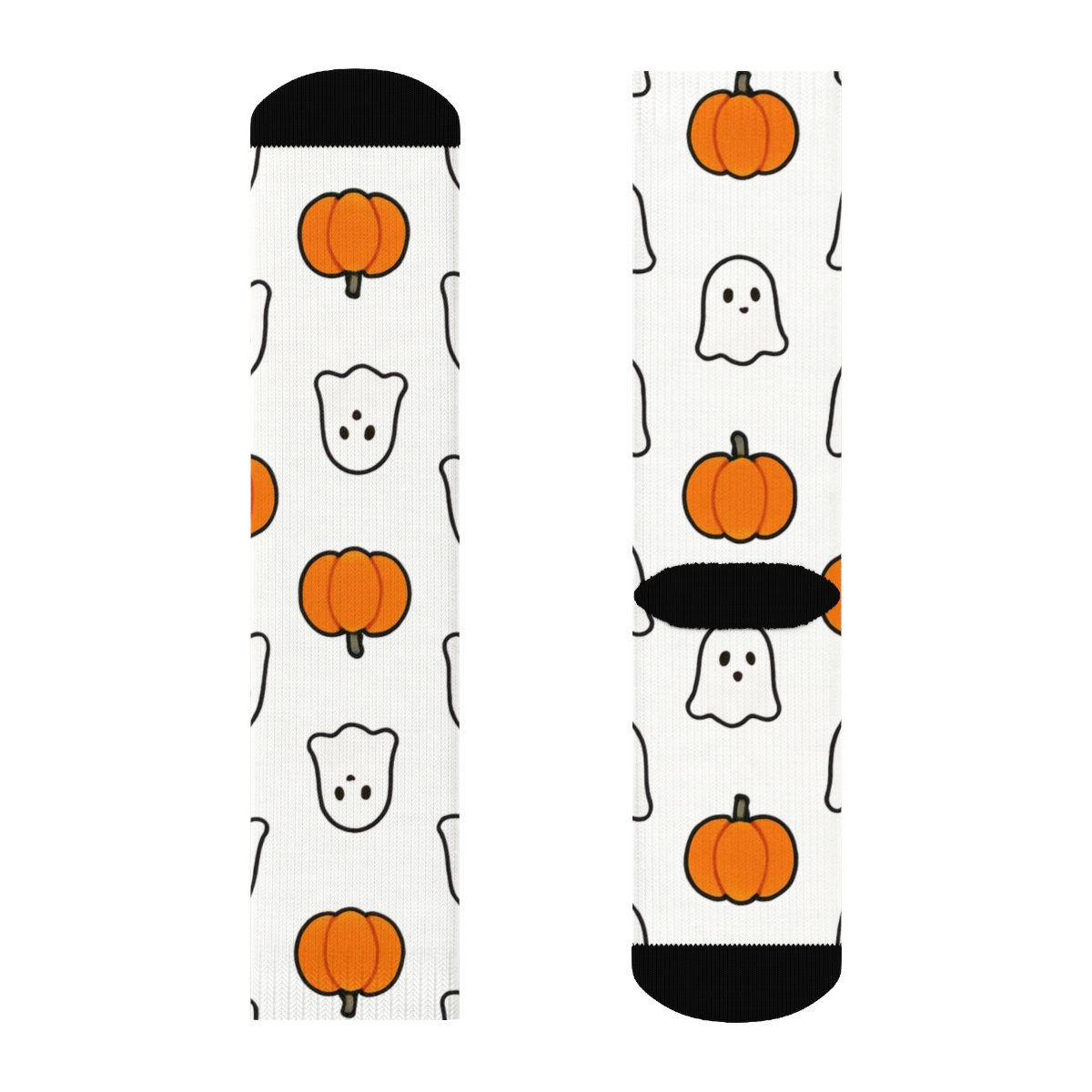 Ghost And Pumpkin Polka Dot Alternation On White Background comfortable cotton crew socks