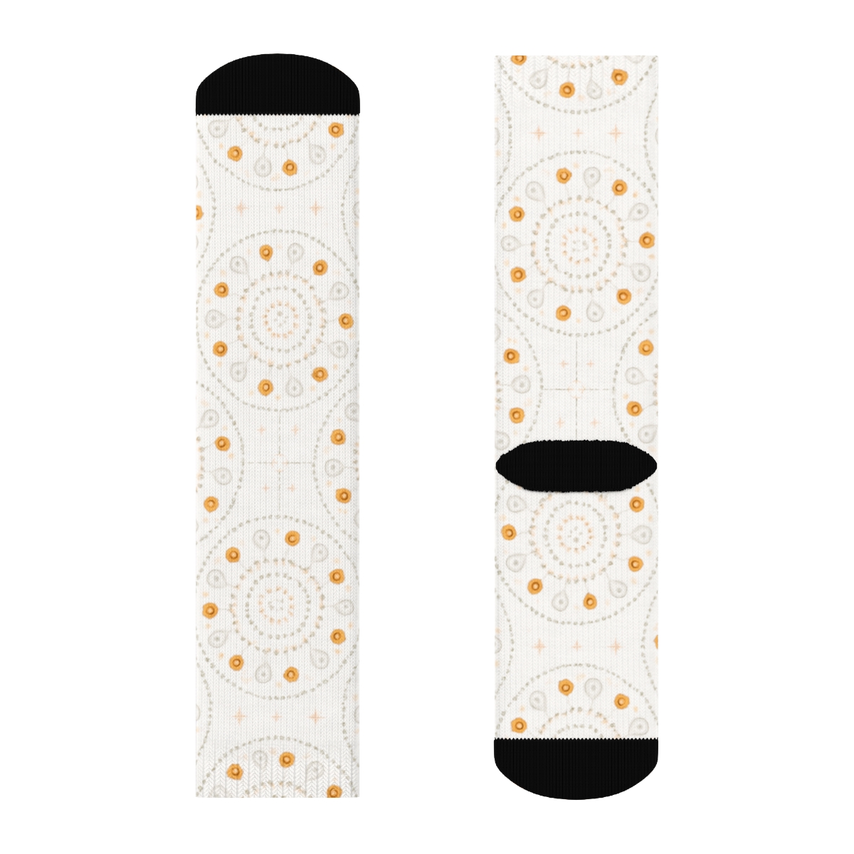 Ghost And Pumpkin Spiral Medallions On White Background personalized crew socks