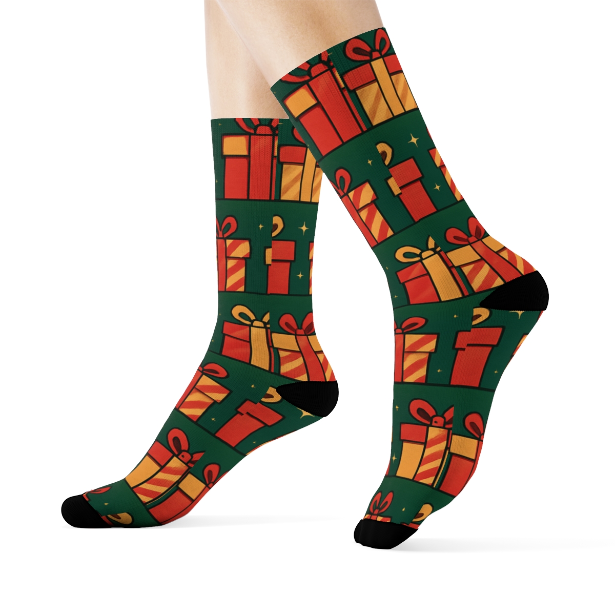 Gift Box Band Progression Holiday trendy patterned crew socks