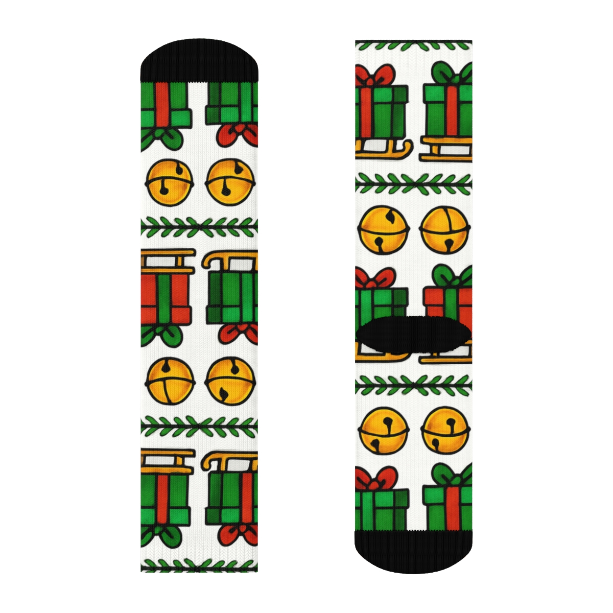 Gift Trail With Sleigh Bells Stripe personalized crew socks