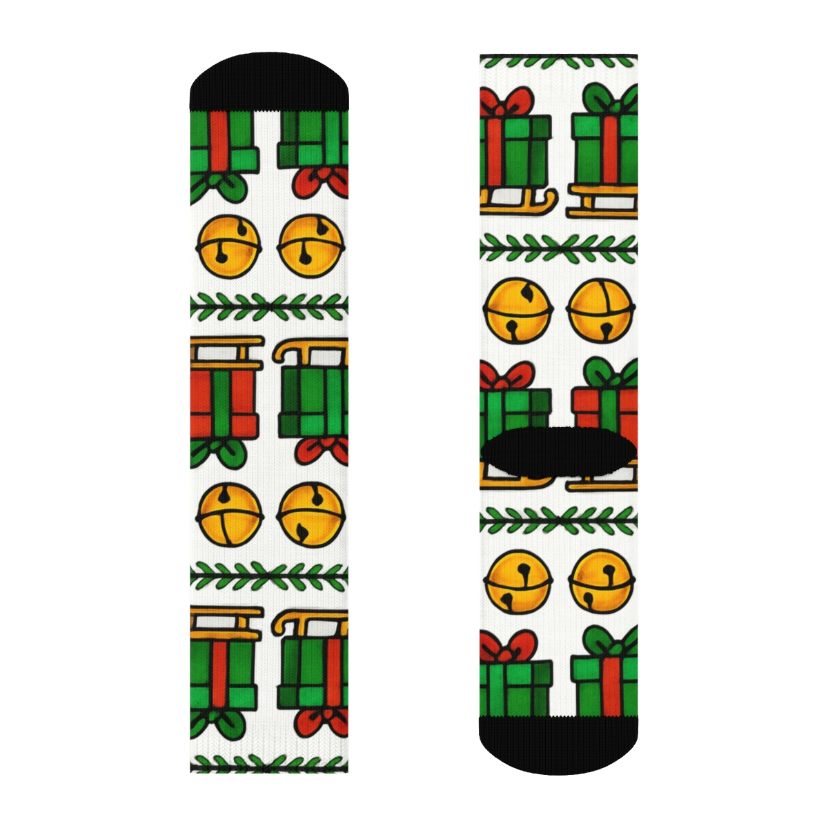 Gift Trail With Sleigh Bells Stripe personalized crew socks