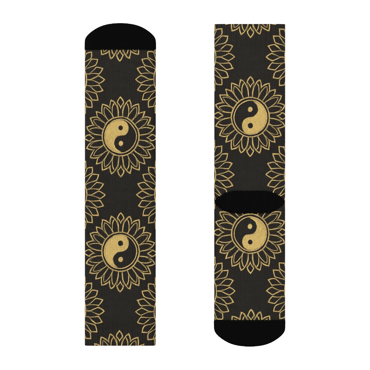 Gilded Duality Mandala Lattice On Black premium sports crew socks