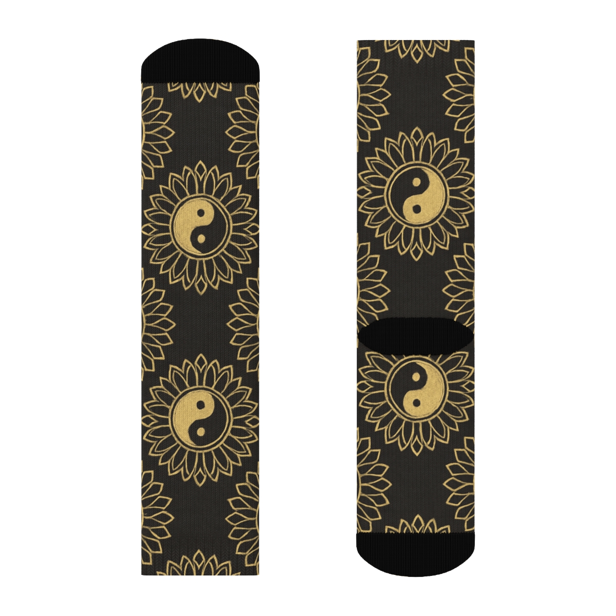 Gilded Duality Mandala Lattice On Black premium sports crew socks