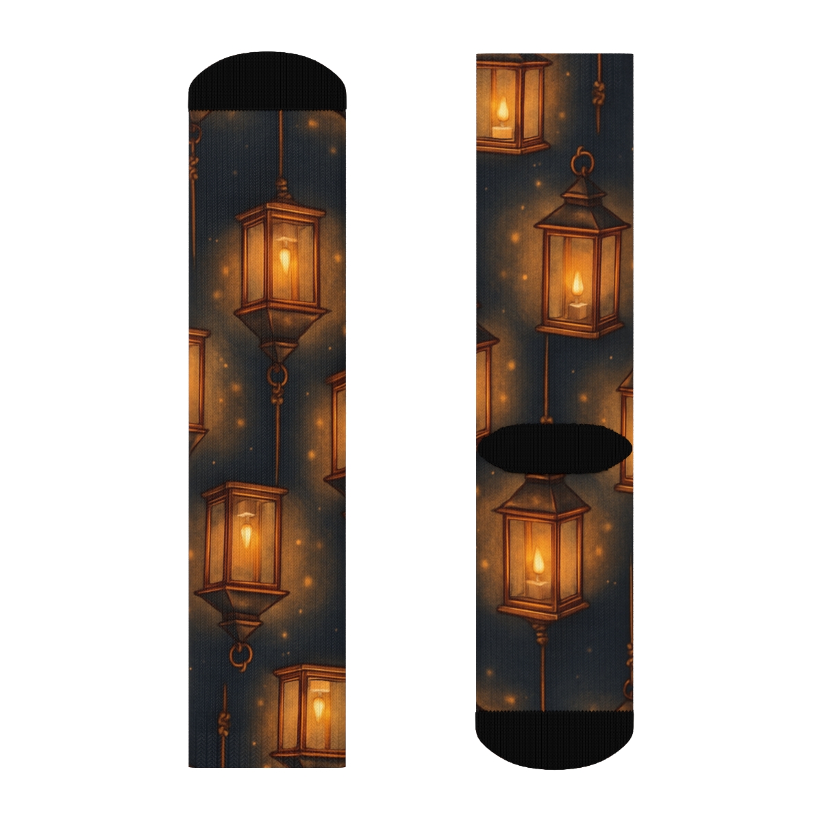 Gilded Lantern Tessellation On Midnight Navy unique graphic crew socks
