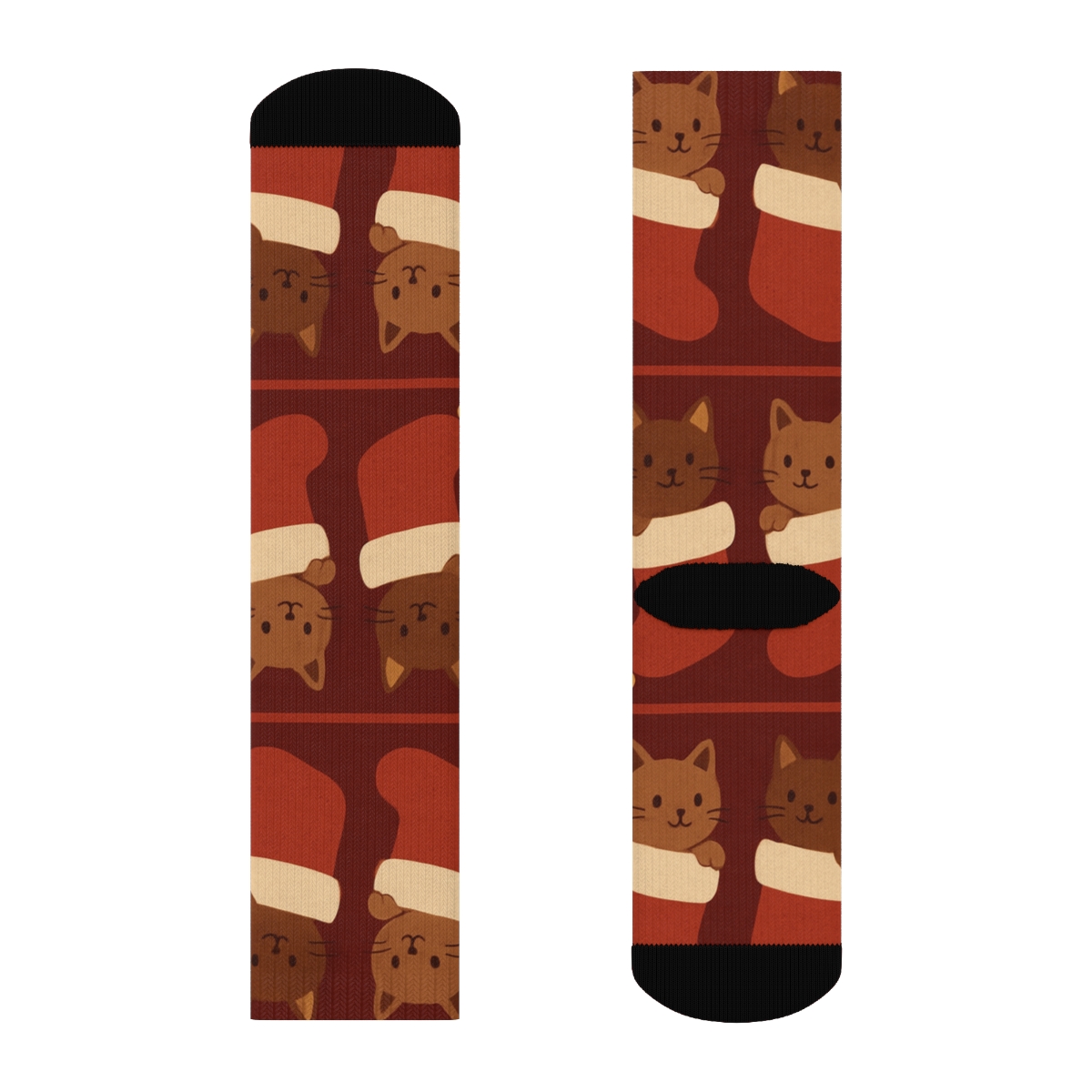 Ginger Cat Stocking Progression Holiday designer printed crew socks