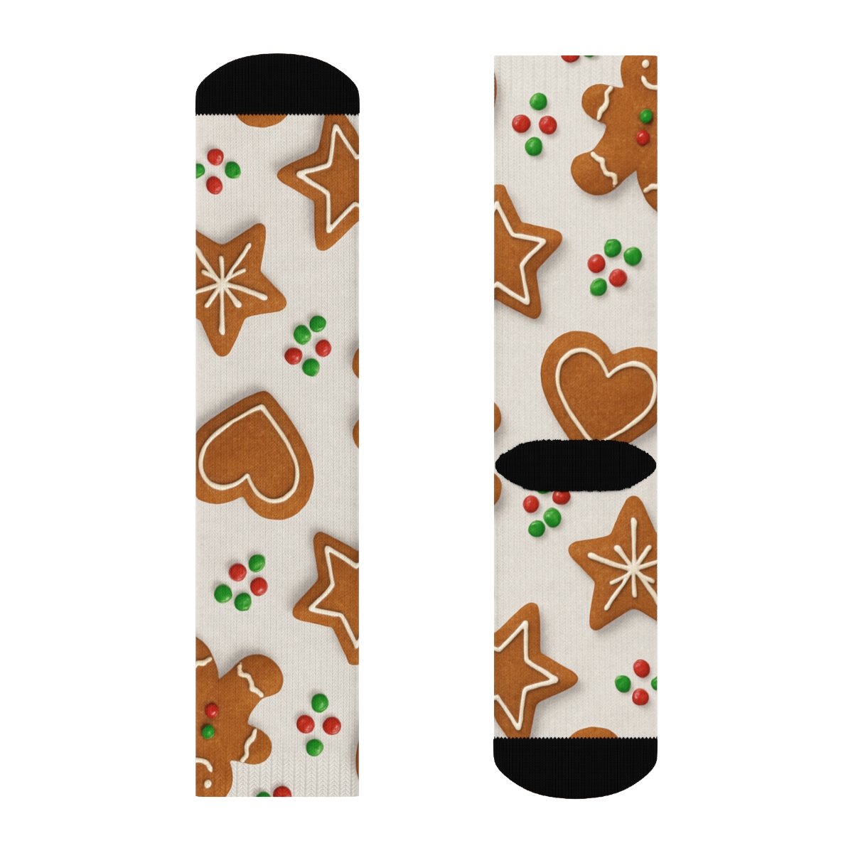 Gingerbread Grid With Christmas Icing Geometry comfortable cotton crew socks