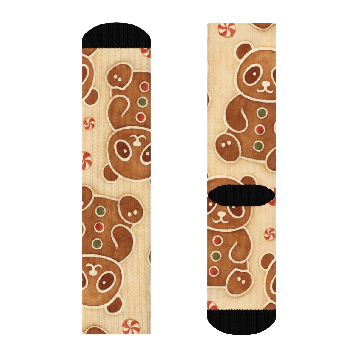 Gingerbread Panda Watercolor Scatter personalized crew socks