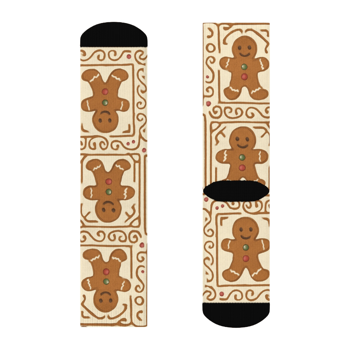 Gingerbread Tile Mosaic designer printed crew socks