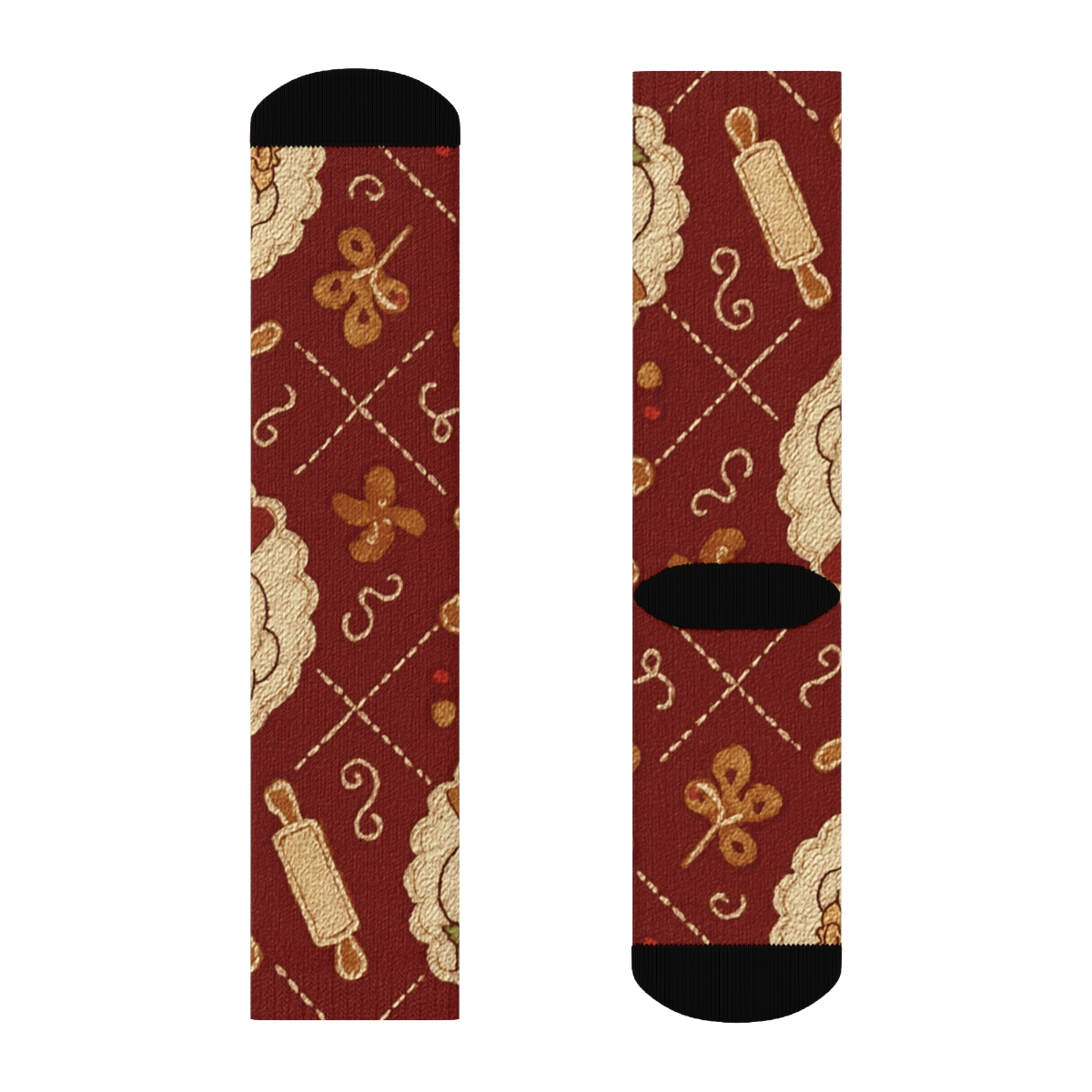Gingerbread Tilework With Mrs. Claus Cameo Medallions stylish athletic crew socks