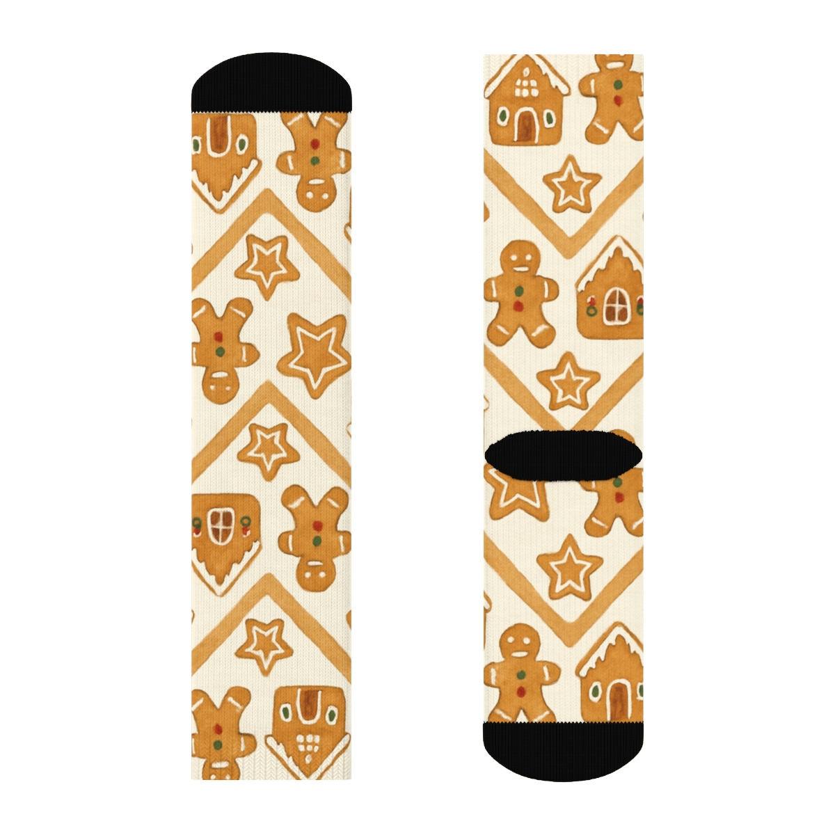 Gingerbread Village Christmas Chevron premium sports crew socks