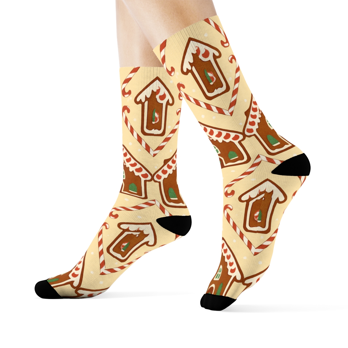 Gingerbread Village Lattice, Christmas Edition unique graphic crew socks