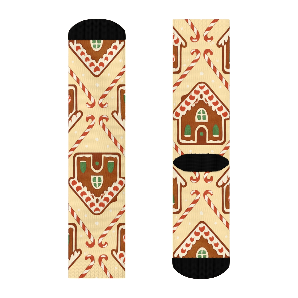 Gingerbread Village Lattice, Christmas Edition unique graphic crew socks