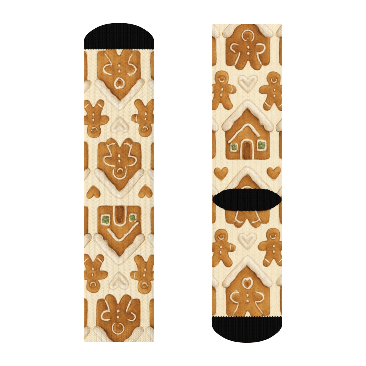 Gingerbread-Xmas Village Chevron Bands personalized crew socks