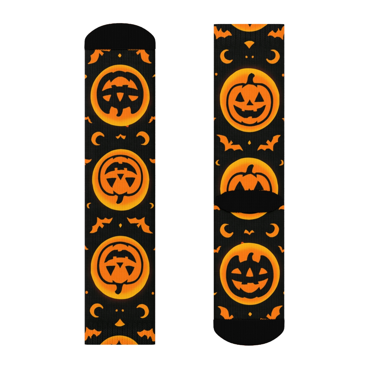 Glowing Jack O Lantern Medallion Tile On Black Background premium sports crew socks