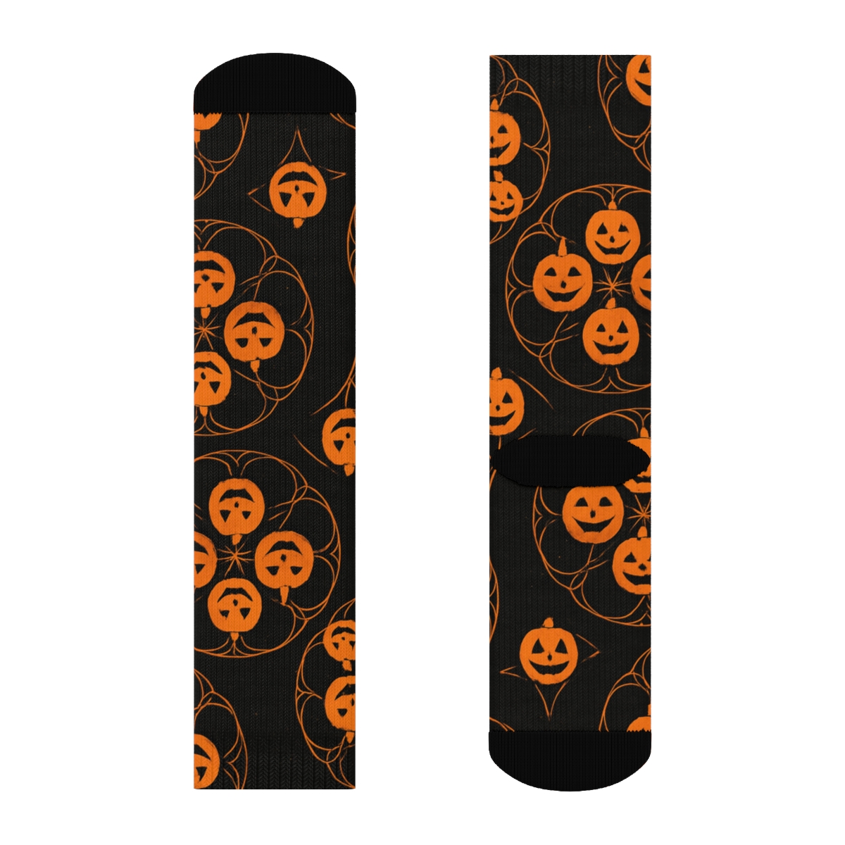 Glowing Jack O Lantern Rosette Tiles On Black Background personalized crew socks