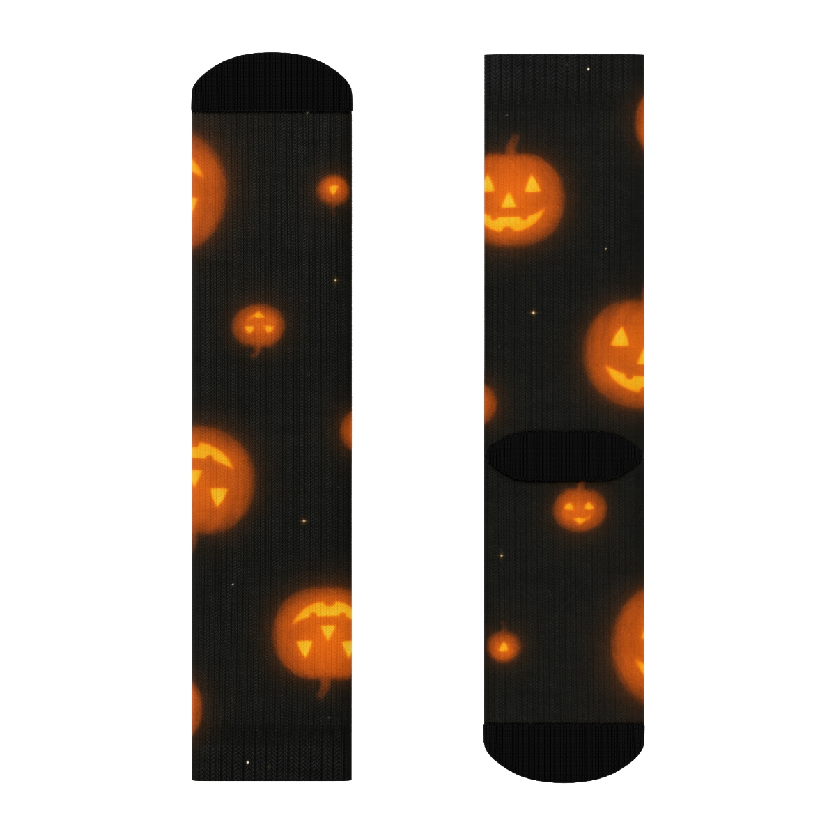 Glowing Pumpkin Scatter On Black Background personalized crew socks