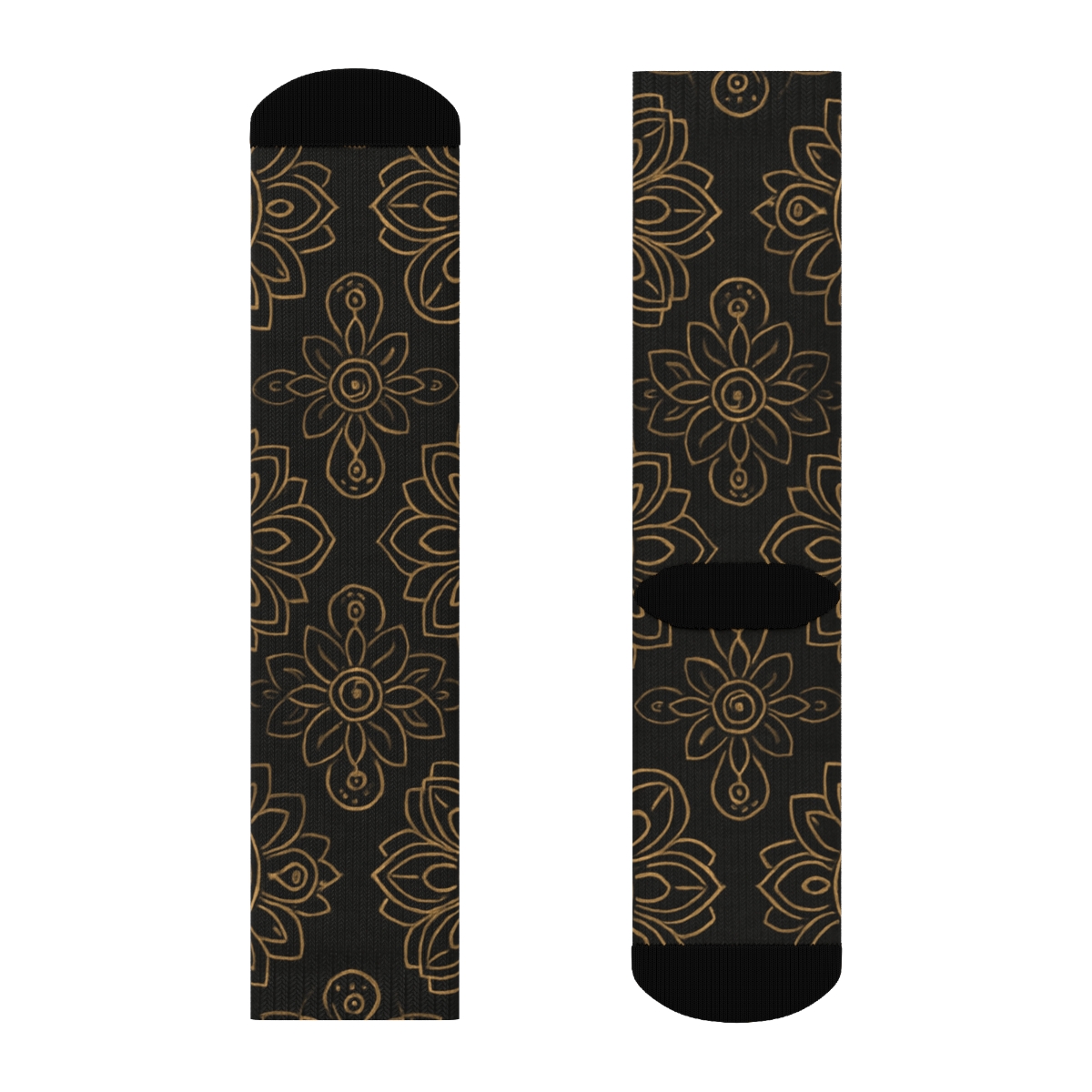 Gold Ink Duality Mandala Lattice custom crew socks